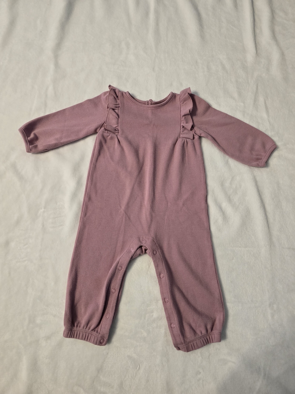 NWOT Carter's Long-Sleeve Ruffle One-Piece in Mauve 12 Months.